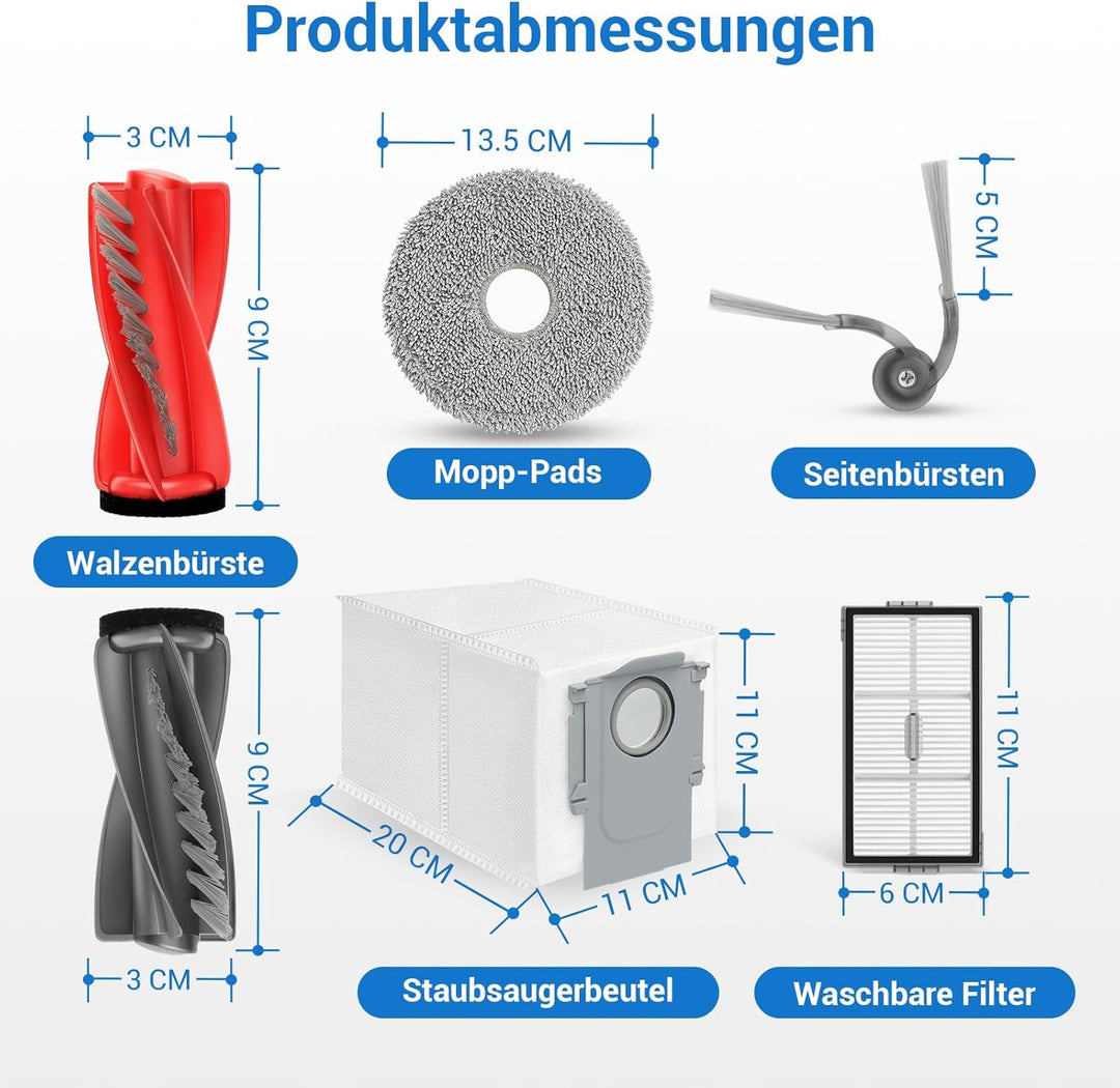 Zubehör für Roborock Saros 20/ Saros 10R/ Qrevo CurvX/Qrevo Curv 2 Pro Saugroboter Ersatzteile, 2 Ha