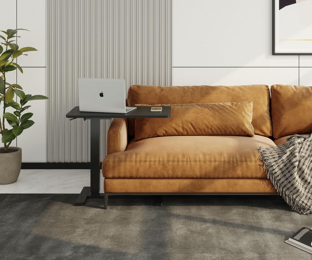 ESMART EACM-121BB 71 x 40 cm Schwarz - Mobiler stufenlos pneumatisch höhenverstellbarer Beistelltisc