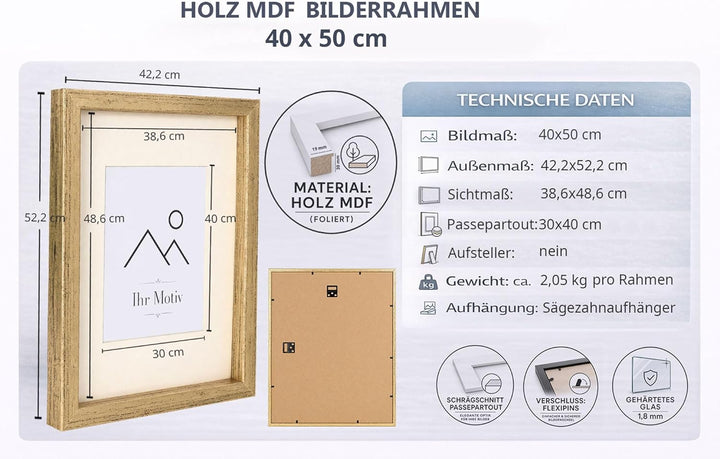 KM Foto 3D Objektrahmen Holz Bilderrahmen Shirt Trikot Rahmen Collage Wanddeko Poster S220: Farbe: G