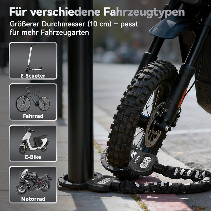HEETA E Scooter Schloss Zahlenschloss, 8mm Fahrradschloss Hohe Sicherheit, e Roller Schloss Handsche