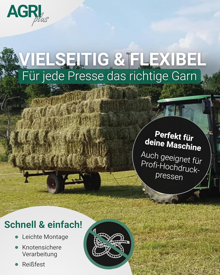 AGRIplus Pressengarn I 2 Stück à 10 kg I 500 m/kg I Hochwertiges PP-Garn I Robust, witterungsbeständ