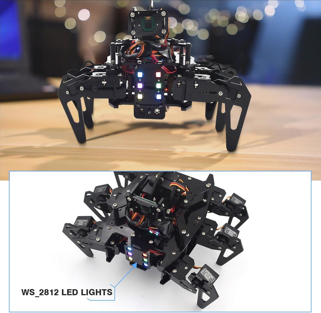 Adeept RaspClaws Hexapod Spider Robot Kit für Raspberry Pi 4/3 Modell B+/B, STEAM Crawling Robot, Op
