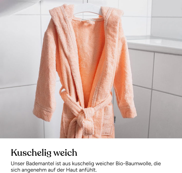 Ehrenkind® Bademantel Kinder mit Kapuze 100% Bio-Baumwolle | Kinderbademantel | Junge Mädchen 98-104