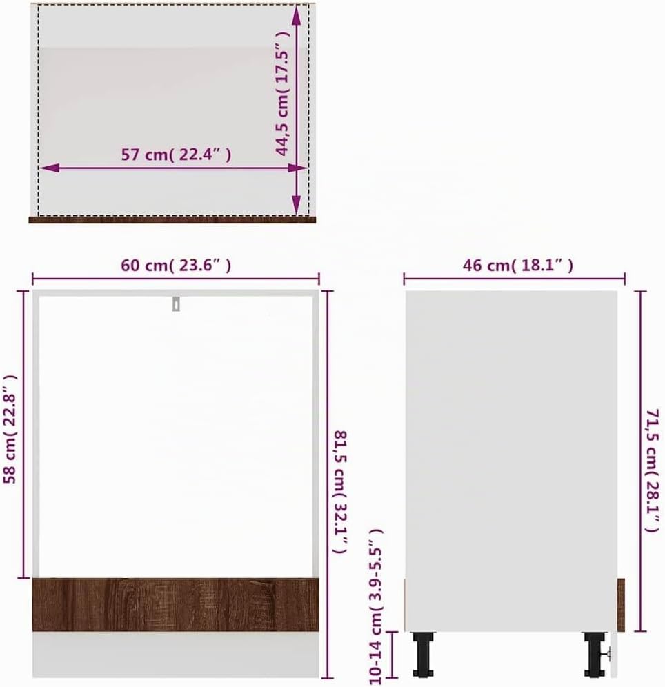 vidaXL Herdumbauschrank Lyon Braun Eichen-Optik 60x46x81,5 cm Holzwerkstoff, Küchenschrank, Gastrono