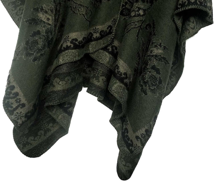 Damen Warm Offene Front Strick Schals und Wraps Floral Elegante Cardigans Poncho Cape Coat Mantel Du