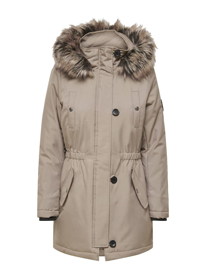 ONLY Damen ONLIRIS FUR Winter Parka CC OTW 15213755 L Beige, L Beige