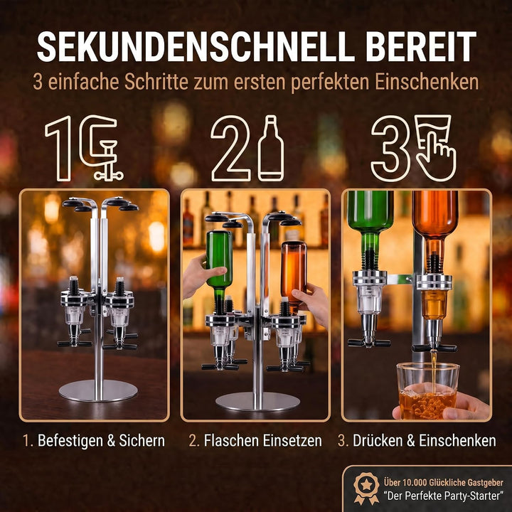 GOODS+GADGETS Bar-Butler für Spirituosen Flaschenhalterung für Getränke 4cl Dosierer Getränkespender