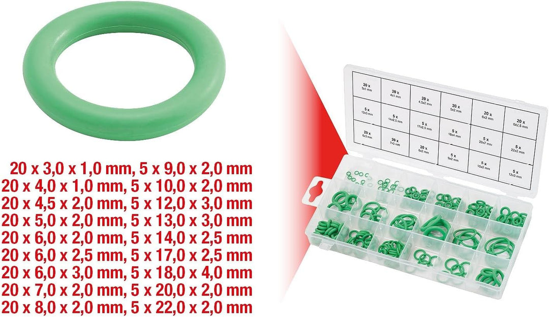 KS Tools 970.0260 Sortiment O-Ringe, HNBR, Innen Ø 3-22mm, 225-tlg.