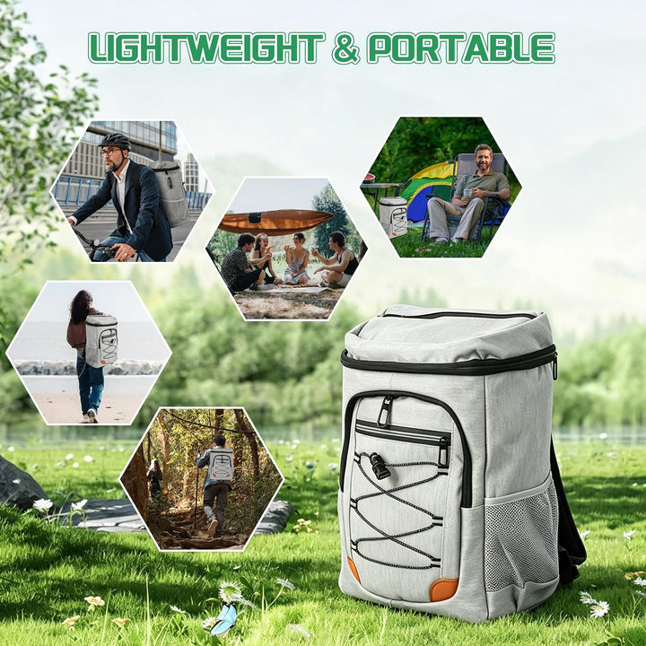 Kühlrucksack 30L Isolierte Kühltasche Picknicktasche Auslaufsicherer Gross Kapazität Leichte Rucksac