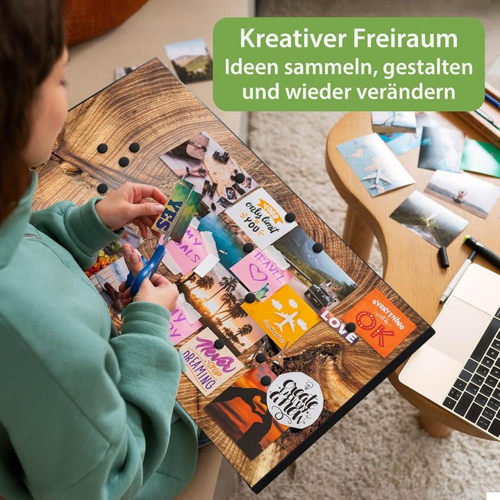 banjado Magnettafel schwarz 78 x 37cm / Magnetwand Metall/Magnetpinnwand als Memoboard/Pinnwand Magn