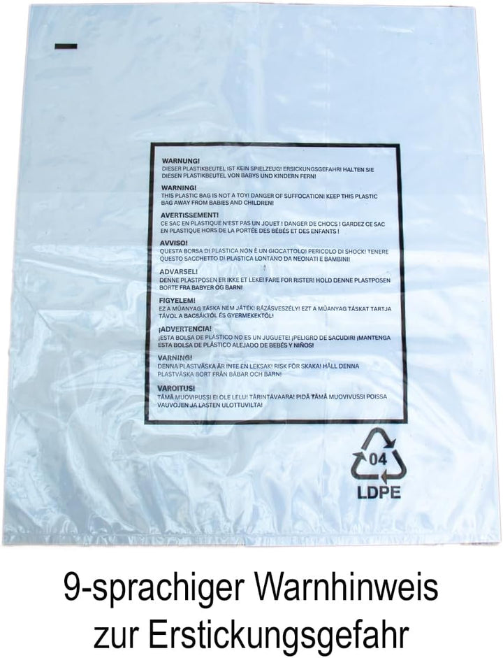 500 Stück PE-Beutel 400x500x0,050mm (50mµ) einseitig offen Polybeutel Plastikbeutel Folienbeutel Imp