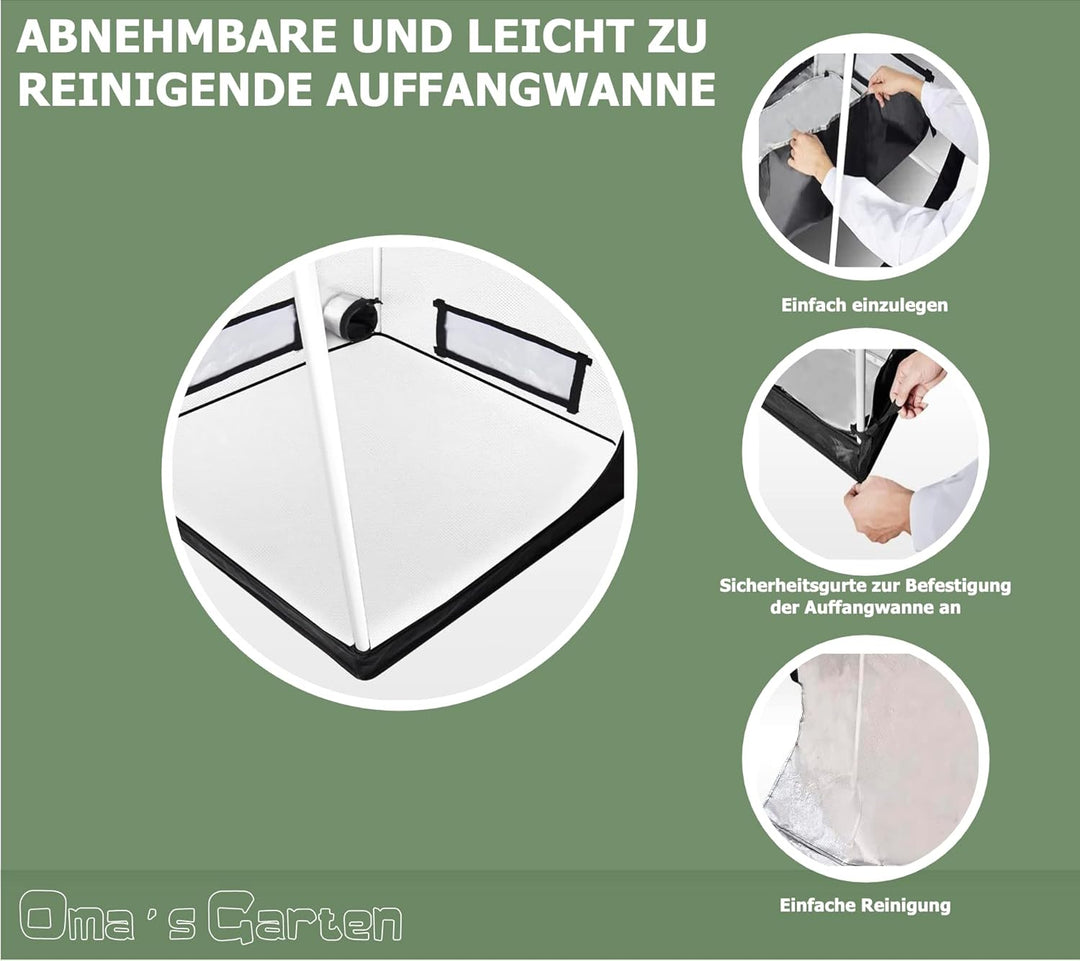 Oma's Garten Grow-Zelt, 80 x 180 cm, Schwarz, Mylar, Indoor-Grow-Tent 80x80x180, 80x80x180