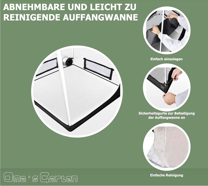 Oma's Garten Grow-Zelt, 80 x 180 cm, Schwarz, Mylar, Indoor-Grow-Tent 80x80x180, 80x80x180