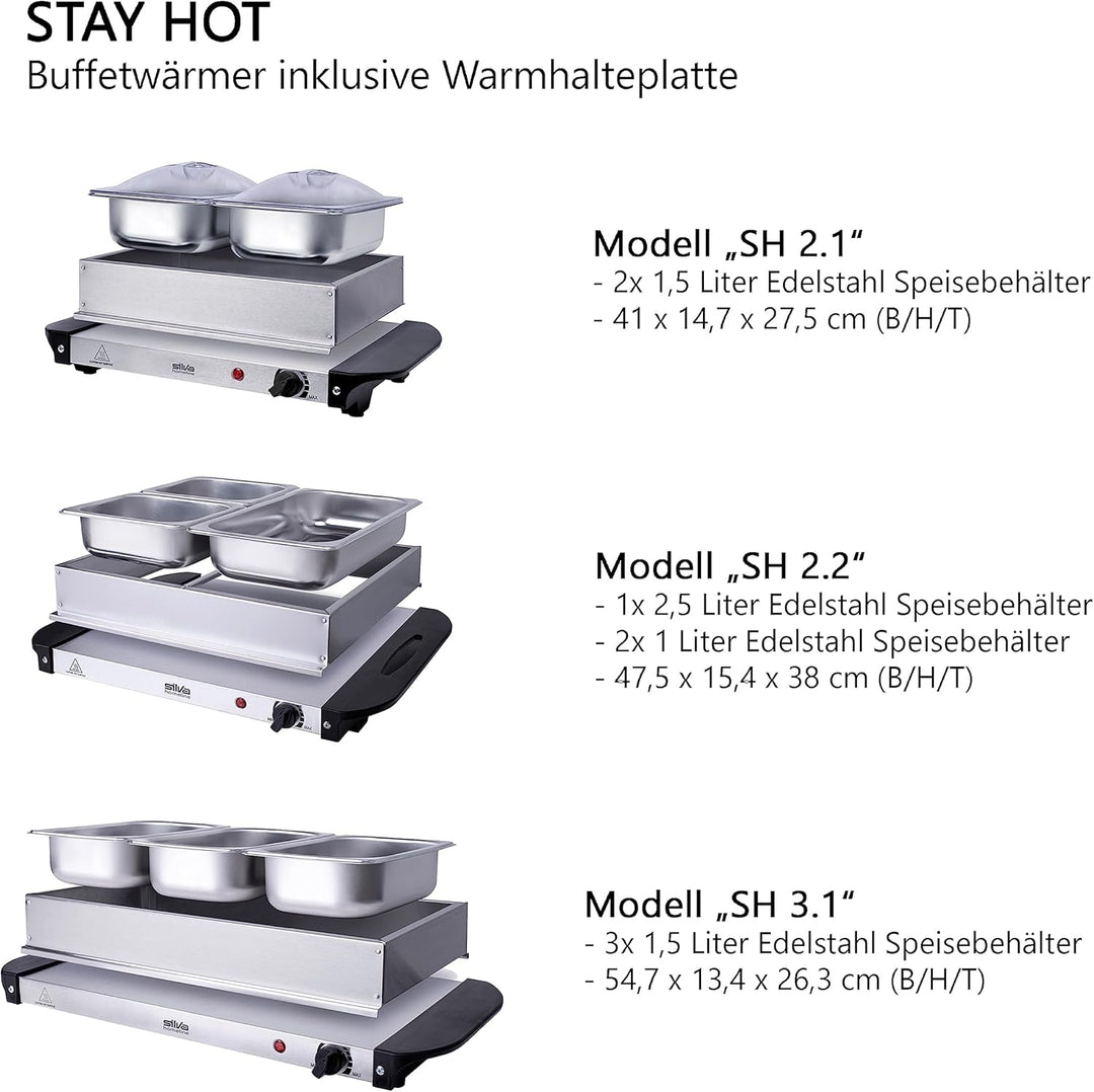 Stay Hot SH 3.1, 2-in-1 Buffetwärmer &amp; Warmhalteplatte, 200 Watt, Ideale Lösung für Buffets, Partys