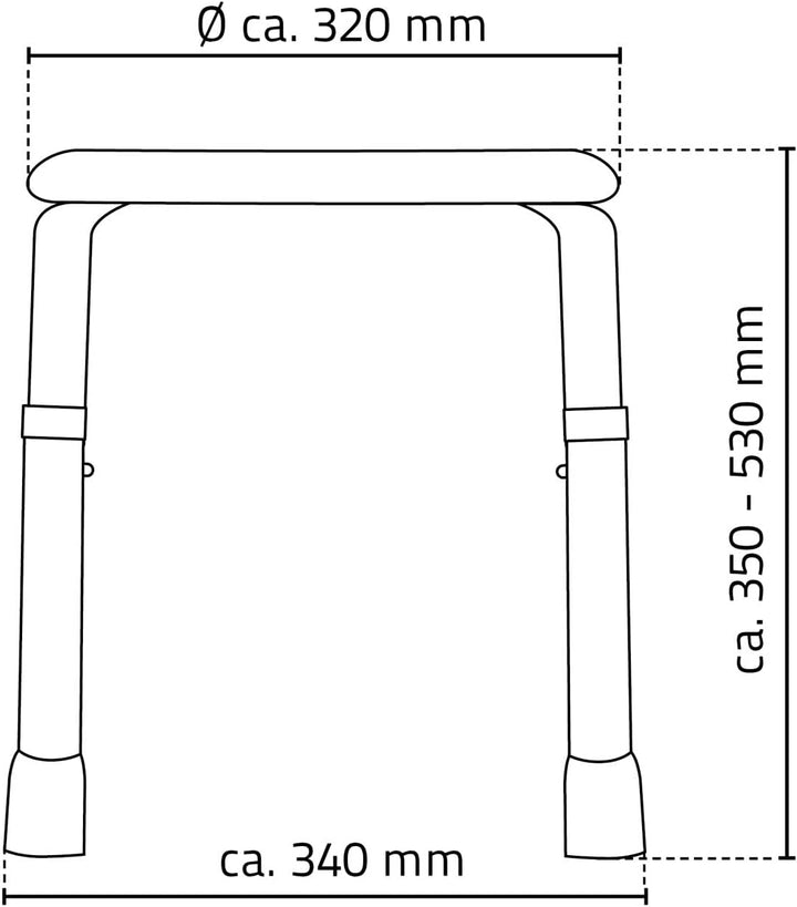 RIDDER Assistent A00603101 Bad-Hocker rund, Rundhocker, Hocker höhenverstellbar, weiss, ca. Ø 34x35-