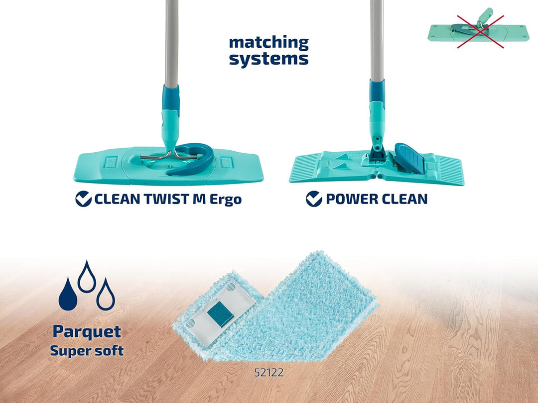 Leifheit Original 2er Set Wischbezug CLEAN Twist Ergo M super Soft 33 cm für Parkett, Holzböden und