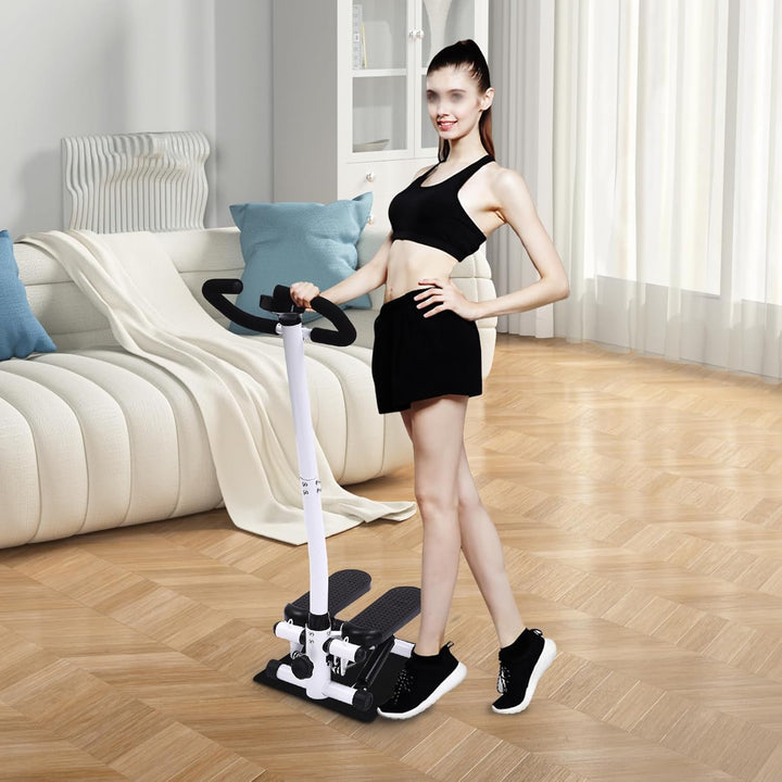 Mini Stepper für Zuhause 150kg Tragkraft, Fitness Stairmaster mit Echtzeit-Display, Widerstandsbände