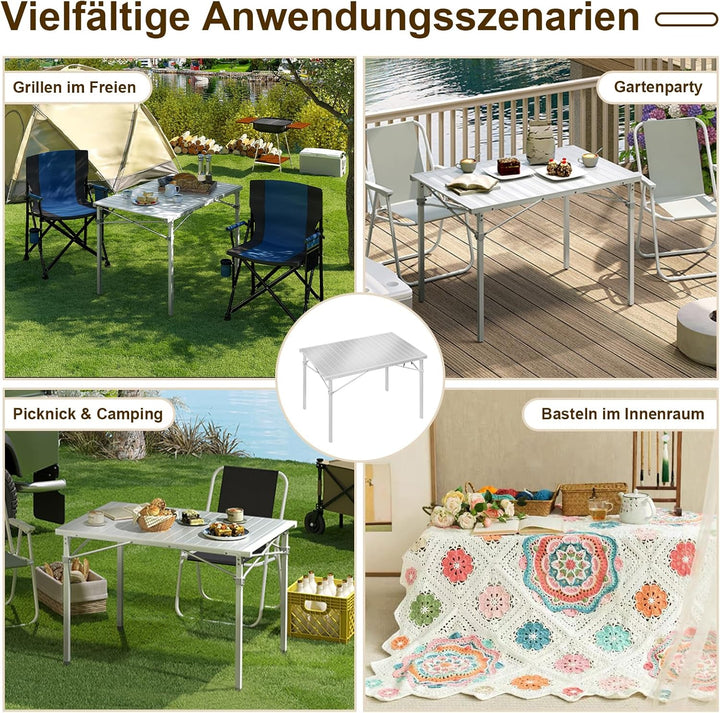 WOLTU Alu Tisch Campingtisch Buffettisch 104x69x70cm(LxBxH) zusammenklappbar und tragbar Reisetisch,