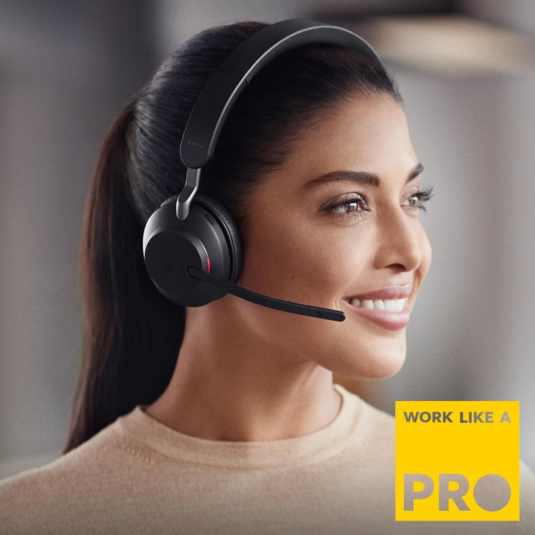 Jabra Evolve2 65 Wireless PC Headset – Noise Cancelling UC Certified Mono Headphones with Long-Lasti