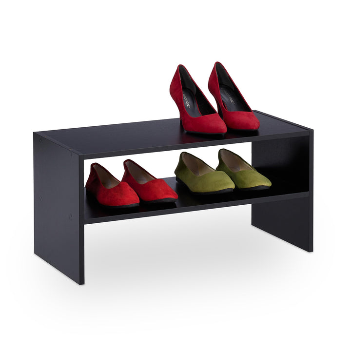Relaxdays Schuhregal, 4 Paar Schuhe, HBT: 29,5 x 60 x 29,5 cm, schmal, 2 Ebenen, Flur Schuhablage, s