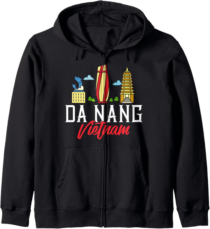 Da Nang Vietnam Stadt Skyline Karte Reise Kapuzenjacke