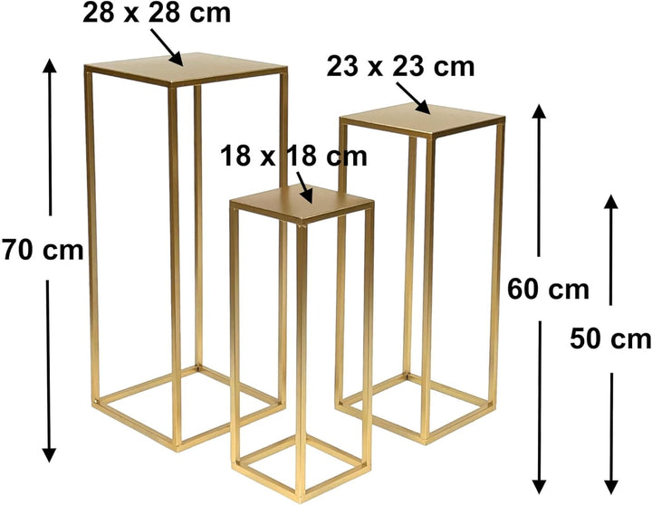 DanDiBo Blumenhocker Metall Gold Eckig Blumenständer Beistelltisch 96506 3er Set Blumensäule Modern