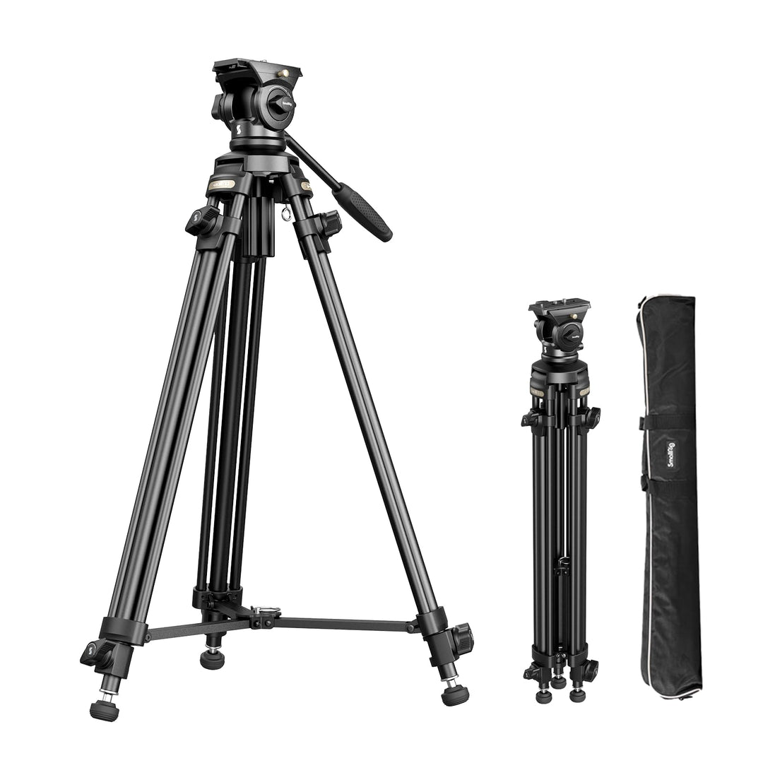 SMALLRIG 62" Videostativ mit 360° Fluidkopf, leichtes Kamerastativ aus Aluminiumlegierung mit QR-Pla