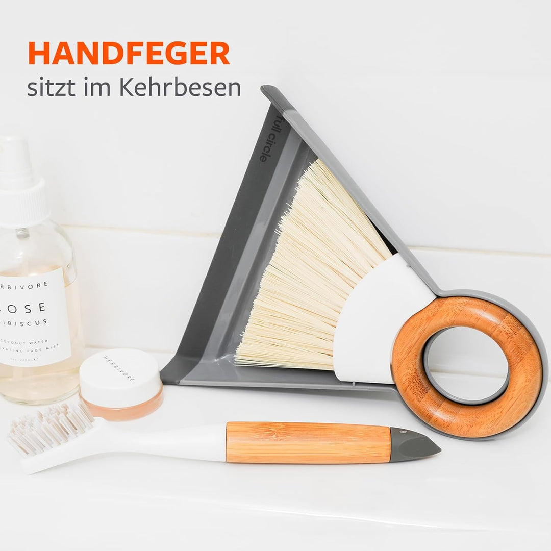 Full Circle - Tiny Team - Nachhaltiges Mini Kehrschaufel Set - Kehrblech, Handfeger mit Bambusgriff