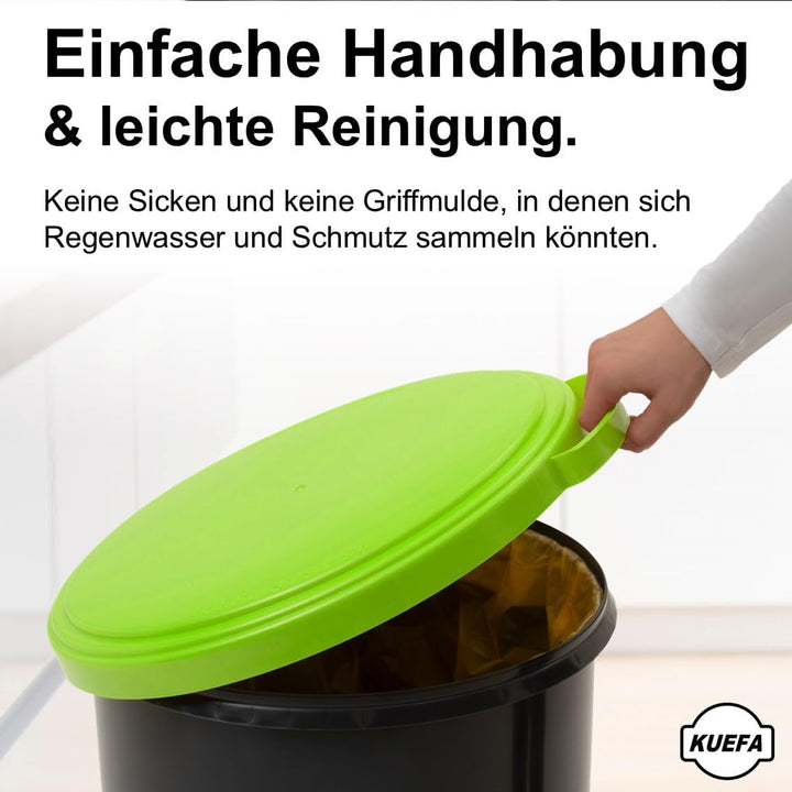 KUEFA 60L Müllsackständer mit flachem Deckel - Gelber Sack Mülleimer (Hellgrün), Hellgrün
