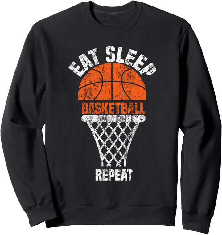 Essen Sie Schlaf Basketball wiederholen, lustige Männer Sweatshirt
