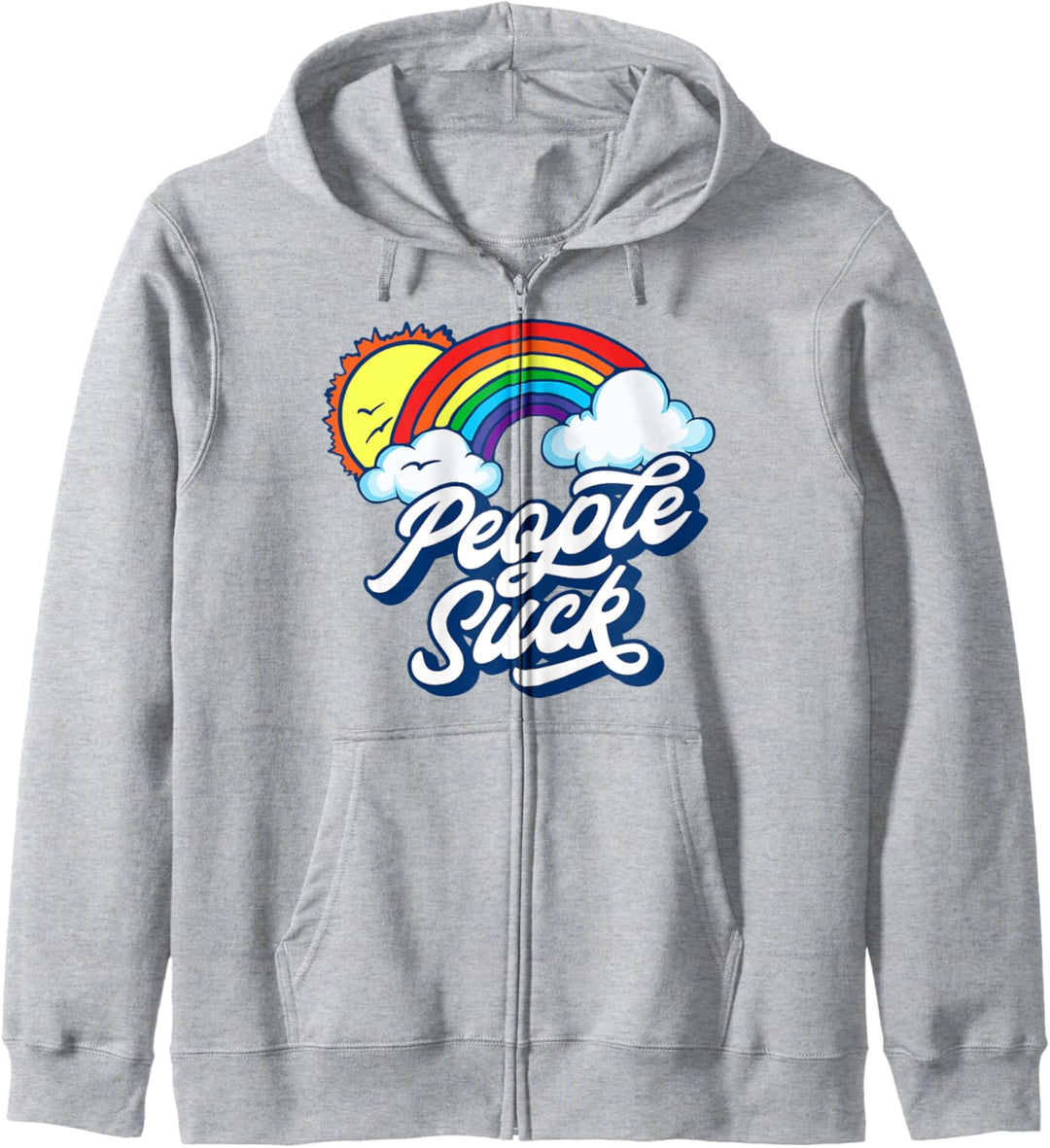 People Suck Funny Fluffy Clouds & Rainbow Introvert Graphic Kapuzenjacke