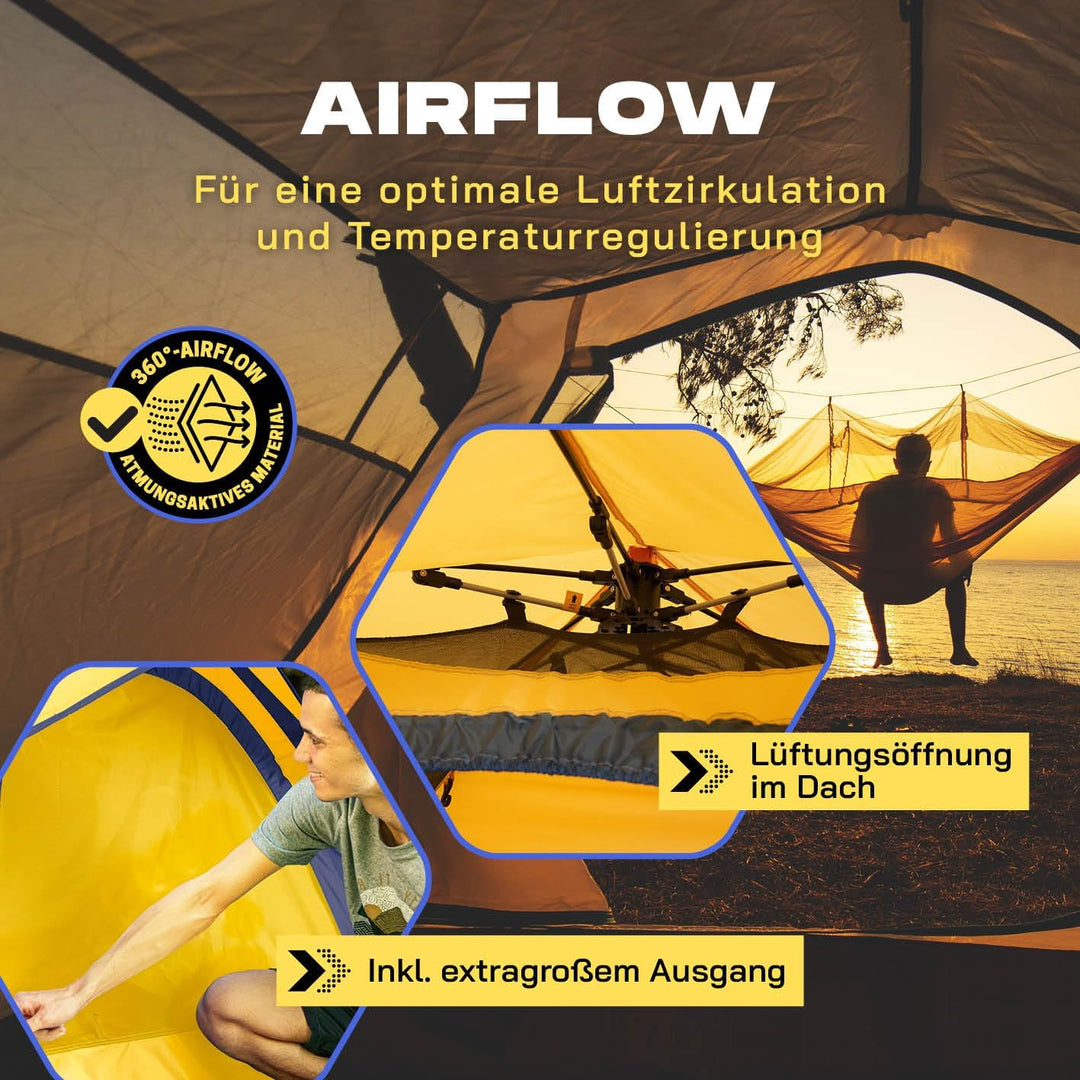 Lumaland Camping Zelt | Leichtes Pop Up Wurfzelt | 2-4 Personen Kuppelzelt | Trekking & Festival Igl