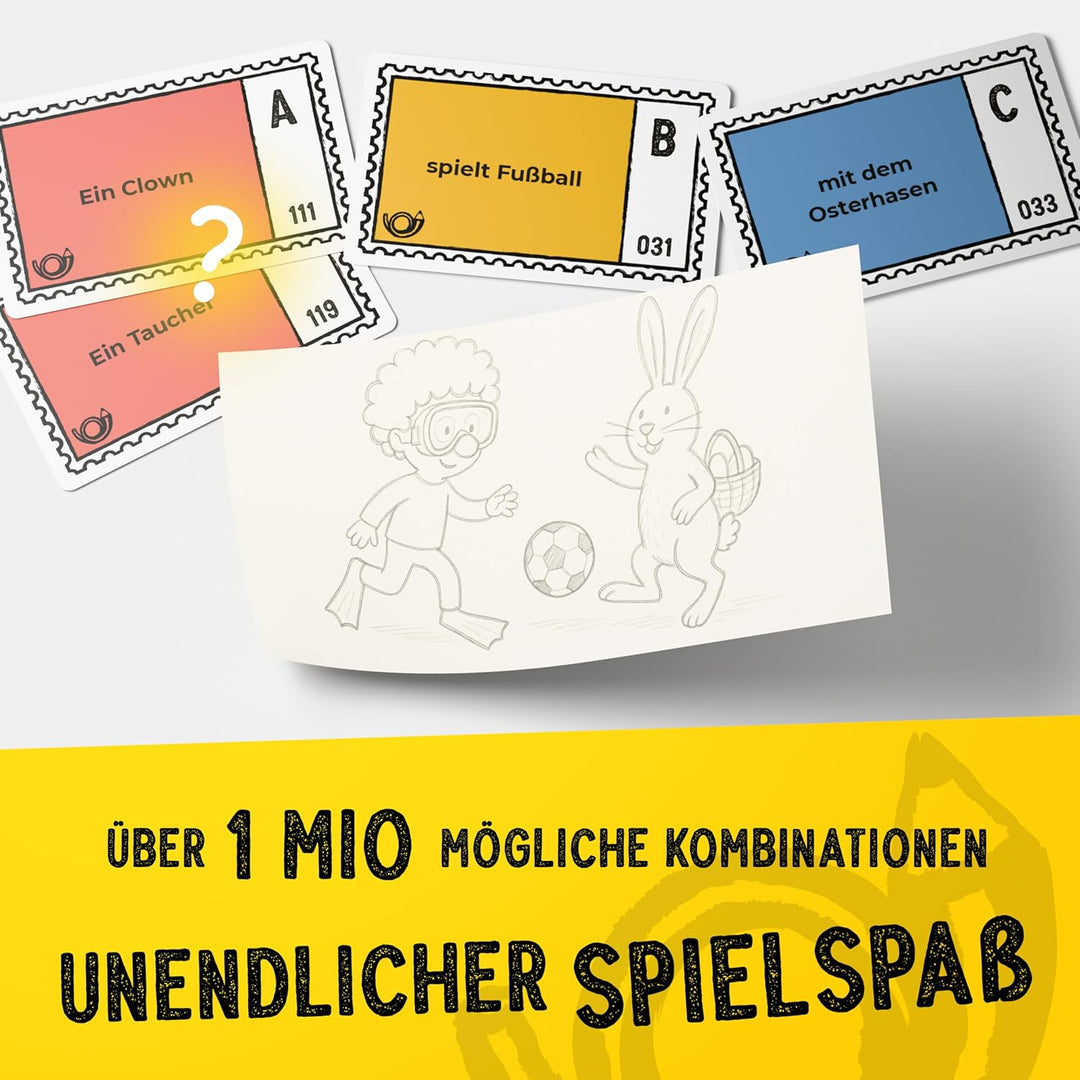 Kritzelpost - Das lustige Zeichenspiel für 4-16 Personen I Partyspiele für Erwachsene wie stille Pos