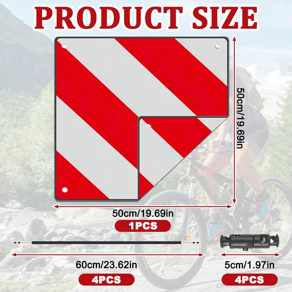 2 in1 Aluminium Warning Sign for Italy/Spain, 50X50cm Warning Sign Italy and Spain with 4 Tie Down S