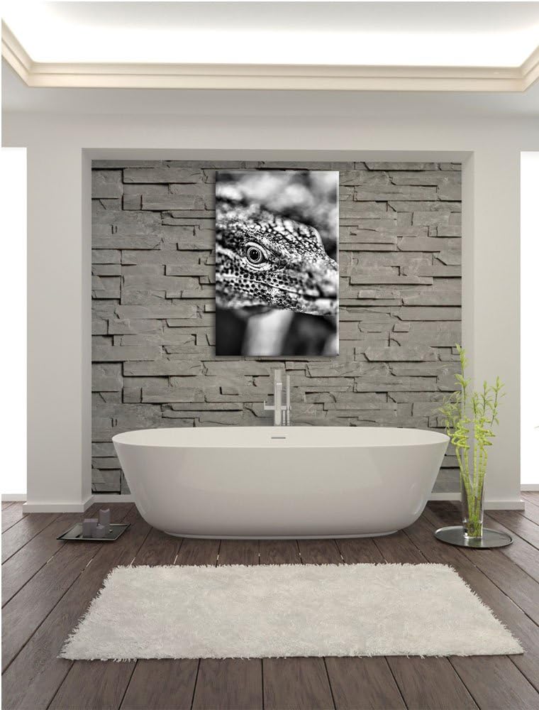 Pixxprint Monocrome, farbenfroher Waran, Format: 100x70 auf Leinwand, 100x70