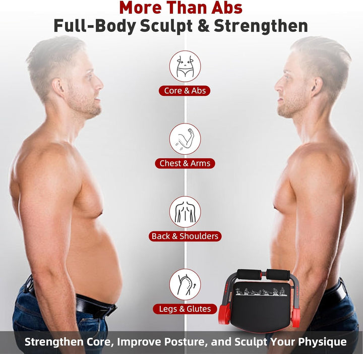 Core Bauchtrainer für Zuhause, Klappbarer Bauchroller Bauchmuskeltrainer Fitnessgeräte für Zuhause,