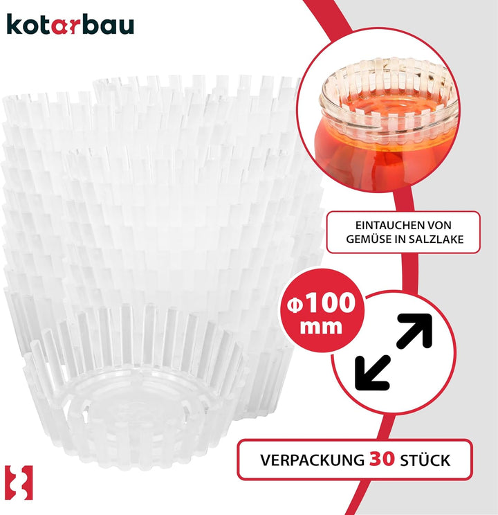 KOTARBAU® 30er Set Gärgewicht für Einmachgläser ⌀ 100 mm Polypropylen Gärgewichte Gärdeckel Einmachh