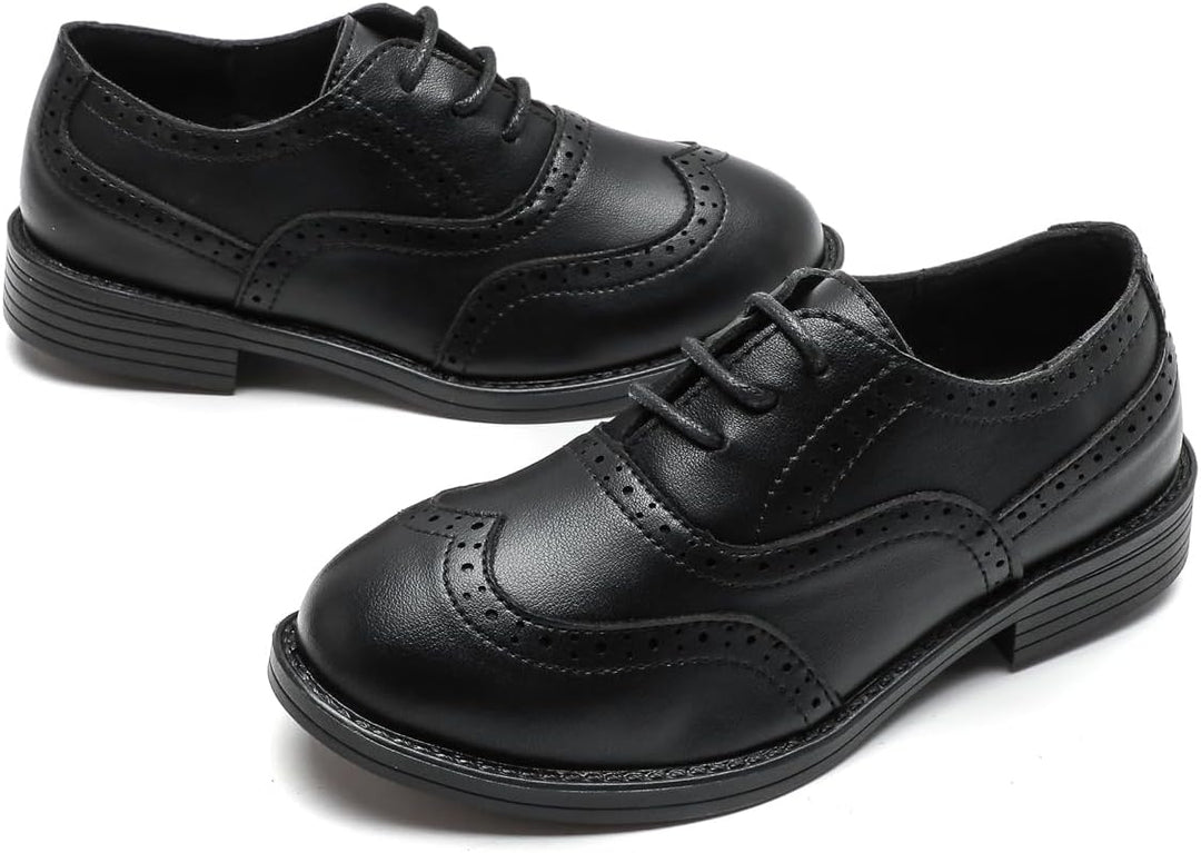 PPXID Jungen Schnürhalbschuhe Schule Oxfords Uniform Hochzeit Anzugschuhe 29 EU Schwarz, 29 EU Schwa