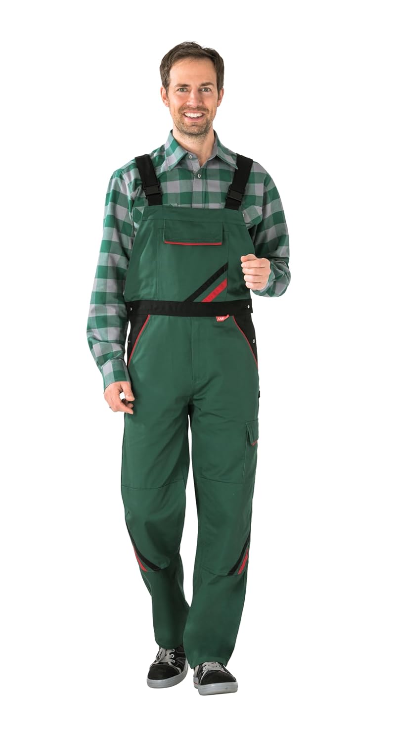 Planam 2335118 Highline Latzhose, Grün/Schwarz/Rot, Grösse 118 Grün/Schwarz/Rot 118, Grün/Schwarz/Ro