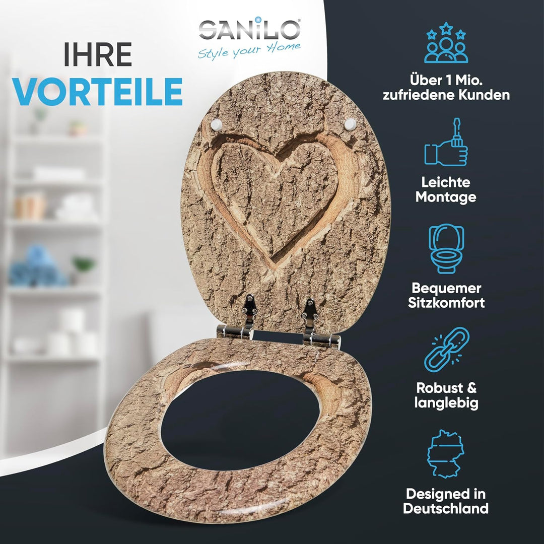 Sanilo WC-Sitz mit Absenkautomatik I Hochwertiger Toilettensitz aus Holz I Toilettendeckel in versch