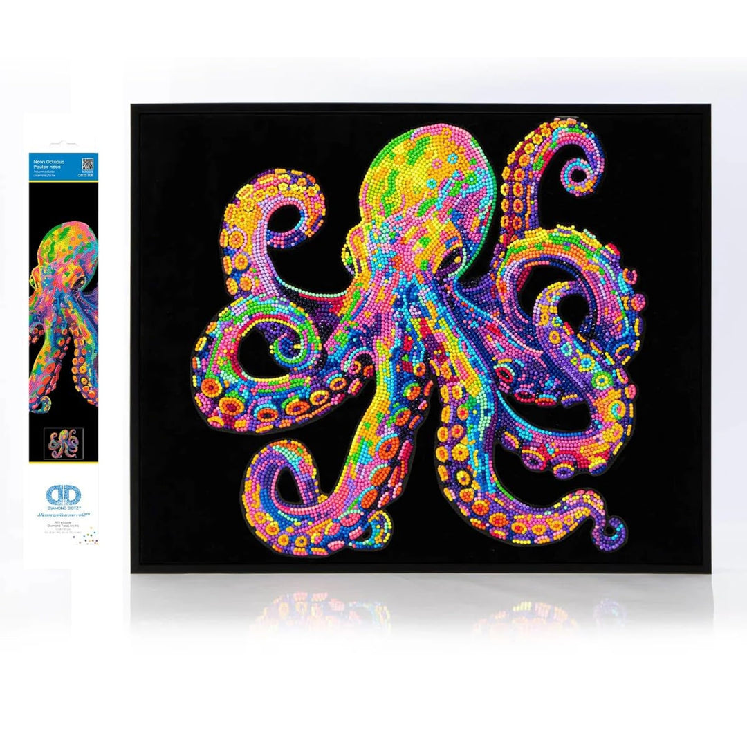 DIAMOND DOTZ 2594372 Original 5D Diamond Painting Set, Neon Oktopus, mit Neonfarben und Samt, DIY Di