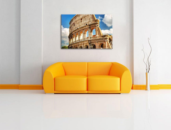 Kolosseum in Rom, Format: 100x70 auf Leinwand, XXL riesige Bilder fertig gerahmt mit Keilrahmen, Kun