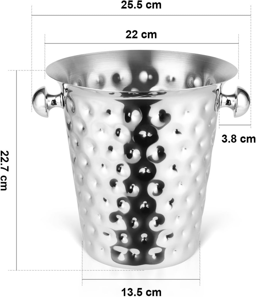 Sektkühler, Eiskübel Edelstahl 5l,Champagner Kühler mit Griff für Bar, Party, Grill (Silber), Silber
