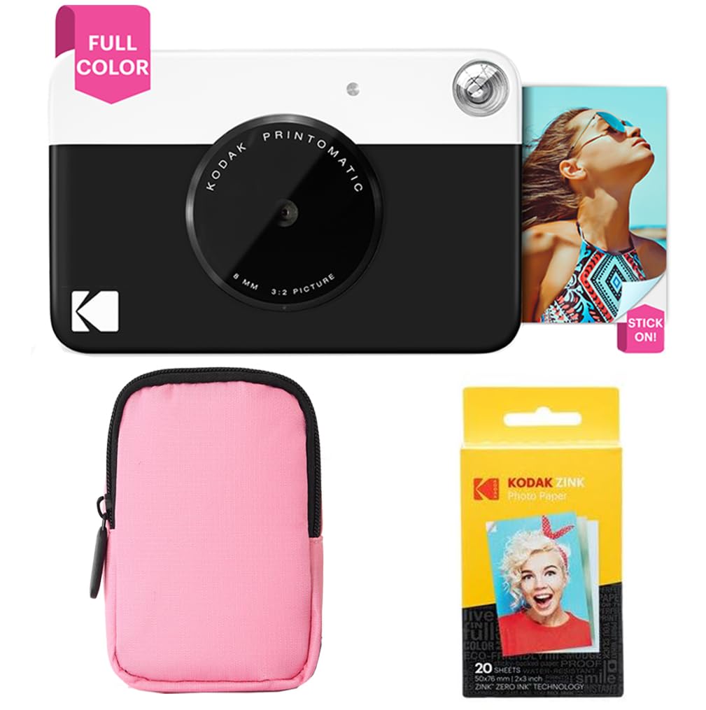 KODAK Printomatic Vollfarb-Sofortdruckkamera-Starterpaket + Softcase + Zink-Fotopapier, 20 Stück – B