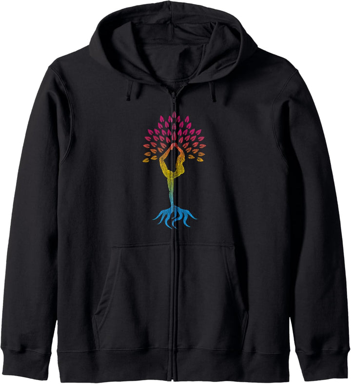Beunruhigter Pansexual Spiritueller Pan Pride Boho Yoga Baum Kapuzenjacke