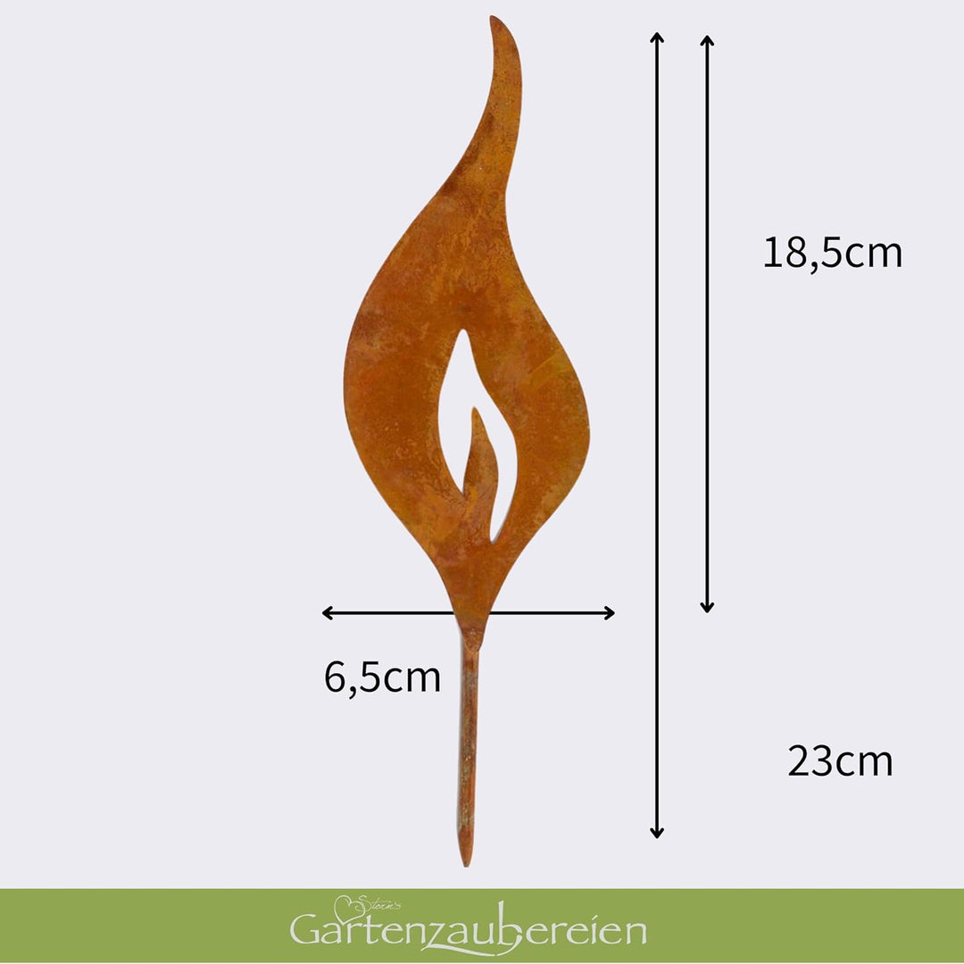 Storm's Gartenzaubereien Rost Deko Flamme 4er Set 23 cm Gartenstecker - Edelrost Metall zum Stecken