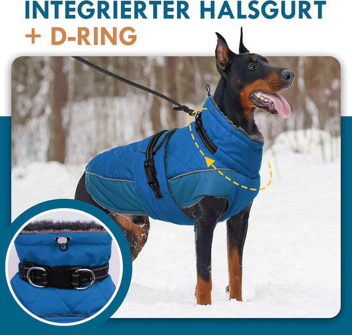 Wintermantel Hund M, Wintermantel Hunde mit Hohem Kragen, Warmer Hundejacke mit D-Ring für Cocker Sp