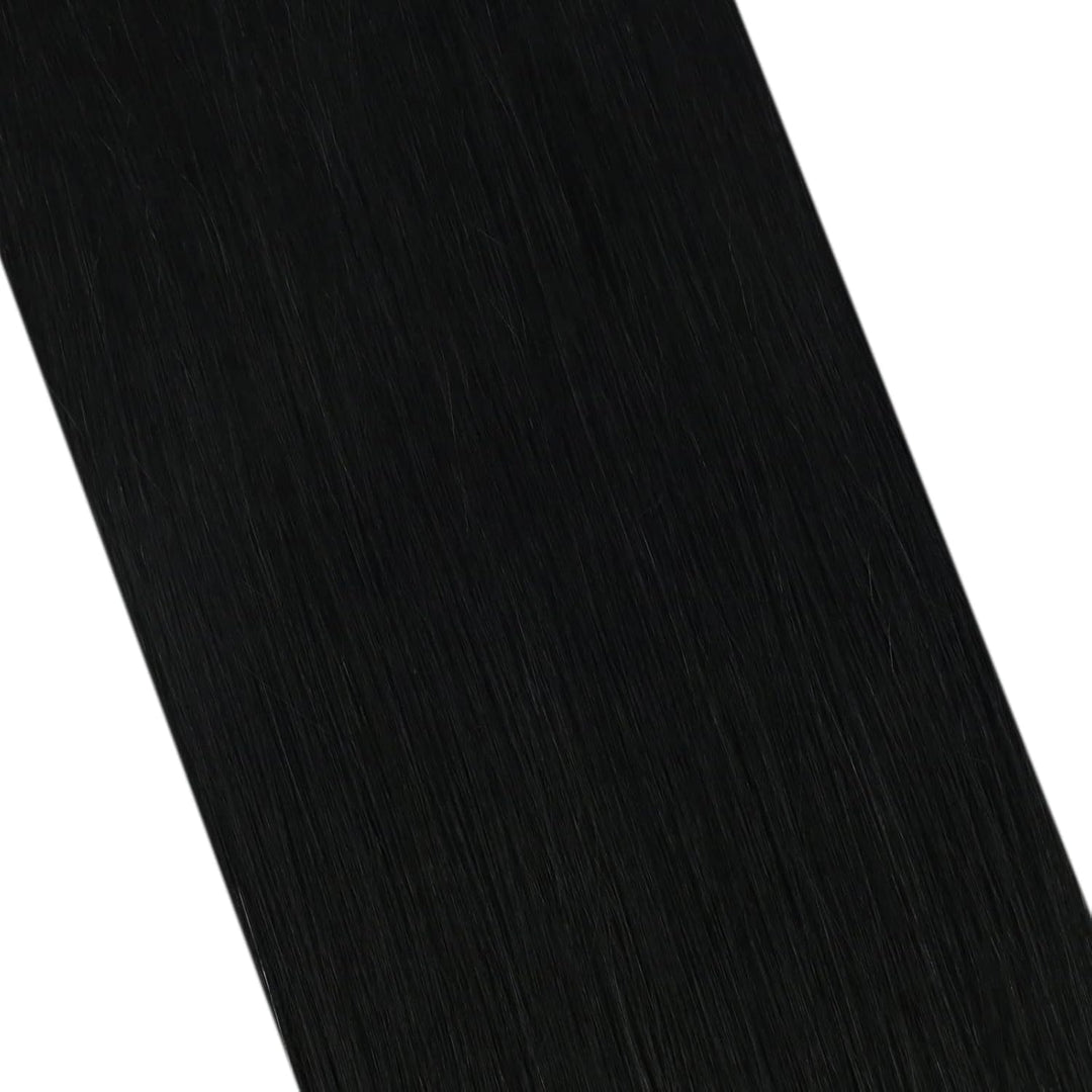 Ugeat Microring Extensions Echthaar Kurz 35 cm Schwarz Glatt Remy Haarverlängerung Microring Schwarz