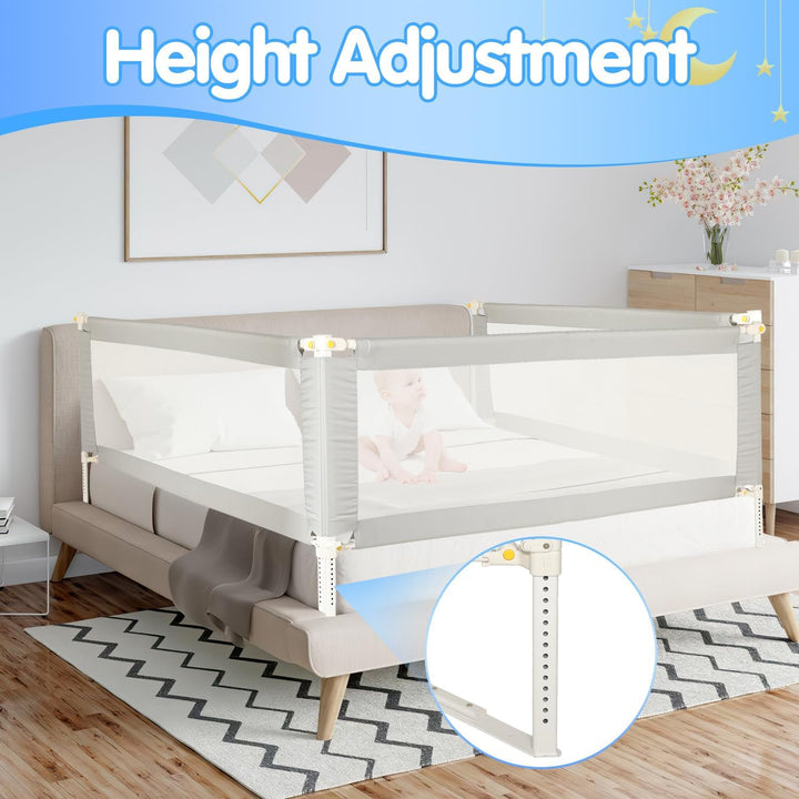 Bettschutzgitter 150 cm Rausfallschutz Bett – klappbares Bettgitter für Baby &amp; Kleinkind, höhenverst
