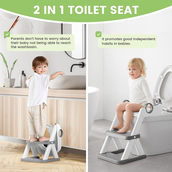 COOSEYA Kinder Toilettensitz,Toilet Training Ladder, Toilettentrainer Toilettensitz für Kleinkinder,